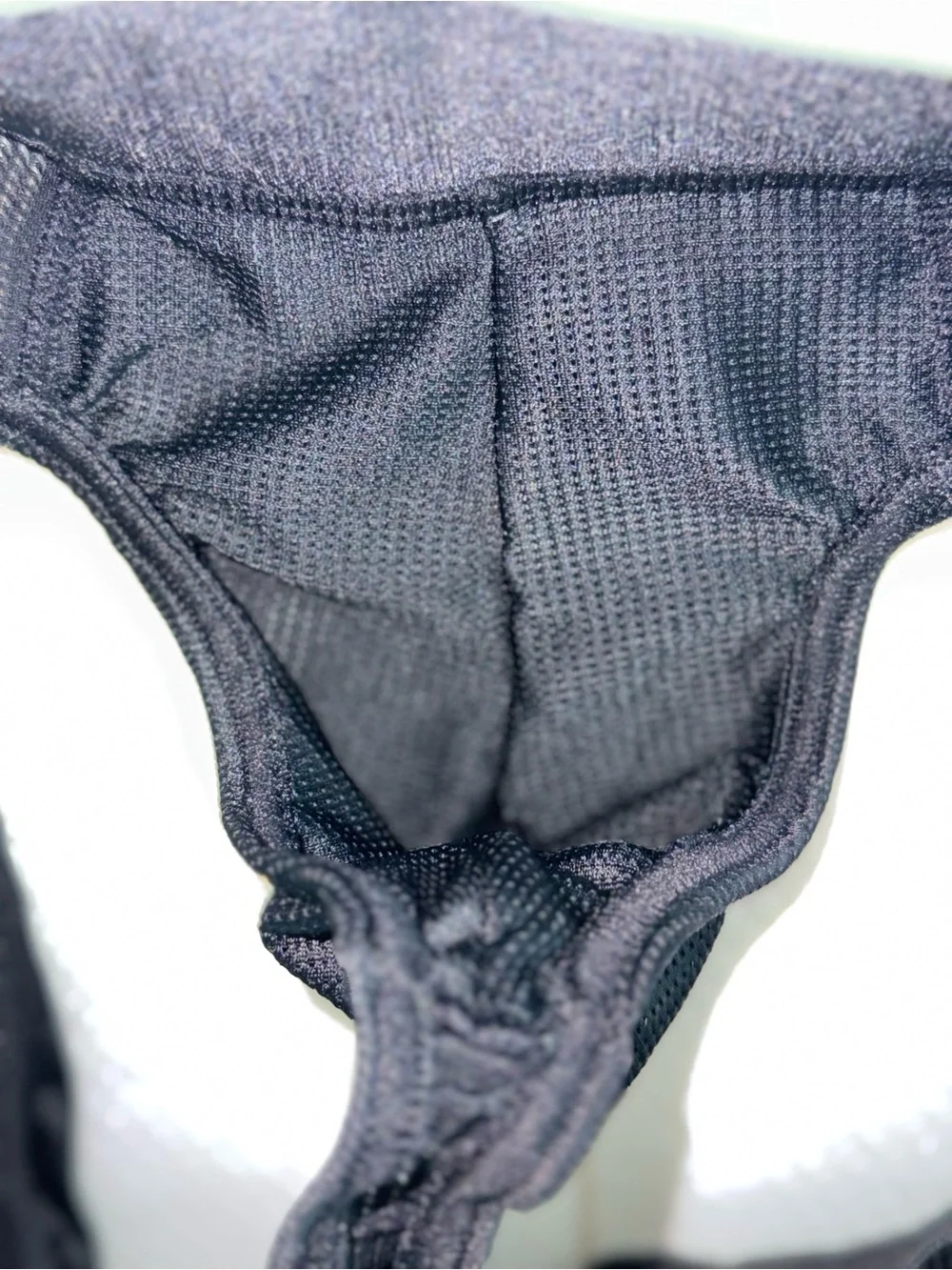 Jockmail Black Men's Large Athletic Jockstrap Thong with Elastic Waistband